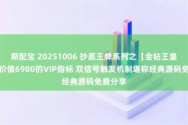 期配宝 20251006 抄底王牌系列之【金钻王皇之底】价值6980的VIP指标 双信号触发机制堪称经典源码免费分享